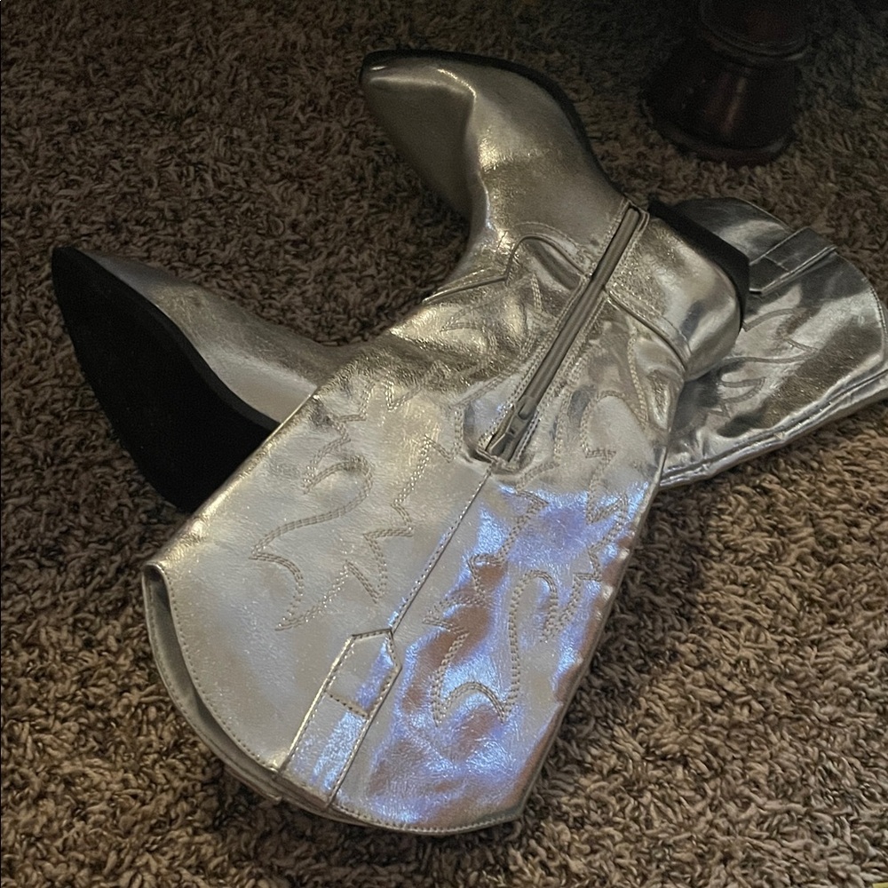 Elegant Silver Heeled Boots